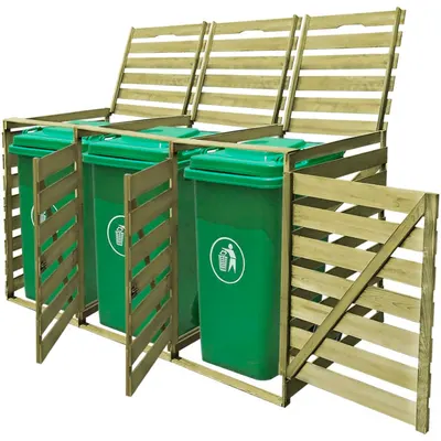 vidaXL Magazie de pubele triplă, 240 L, lemn tratat