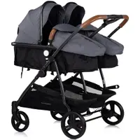 Carucior gemeni Chipolino Duo Smart 3 in 1 cloud, Cadru aluminiu, pliere compacta, Suspensii si frana, Spartar reglabil, accesorii incluse
