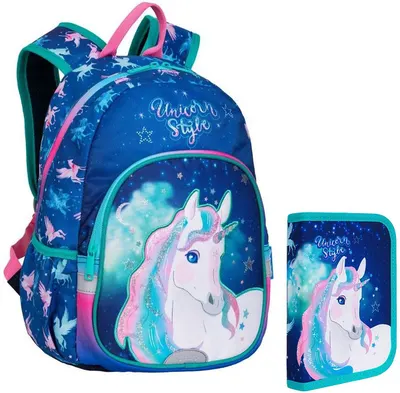 Set școlar Colorino Unicorn - Rucsac pentru grădiniță și penar