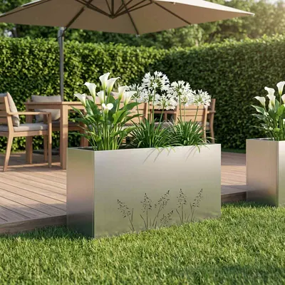 vidaXL Vază pentru Grădină Argintiu 100 x 30 x 49 cm Oțel Galvanizat