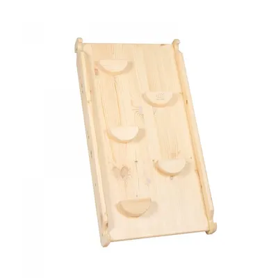 Tobogan si perete de catarare Meowbaby 2 in 1 din lemn natural