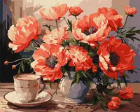 Set pentru pictură după numere Ideyka - Buchet de maci, 40 x 50 cm