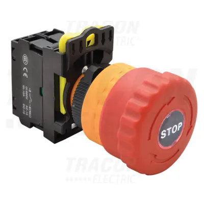 Buton de avarie, cu semnalizare luminoasa, cu zavorare, rosu NYG3-ETLR 1×NC, 5A/230V AC-15, 40mm, IP65, LED 230V AC/DC