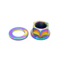 TLC Titan Titan BMX Piuliță ax cu distanțier - 14mm - Rainbow