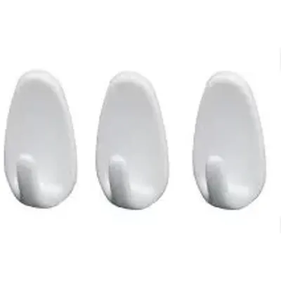 Cuiere Autoadezive din Plastic, Alb, 3 Bucati, Perfect Home