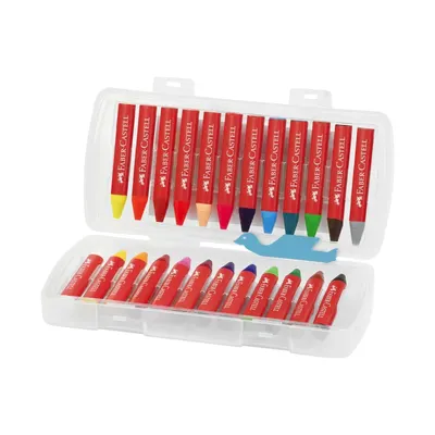 Creioane cerate triunghiulare, 24culori/set, Jumbo Faber-Castell