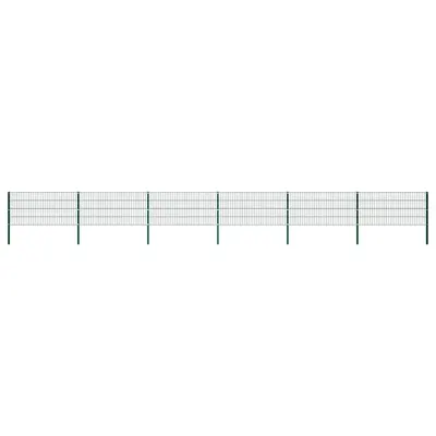 vidaXL Panou de gard cu stâlpi din fier, verde, 1040x80 cm