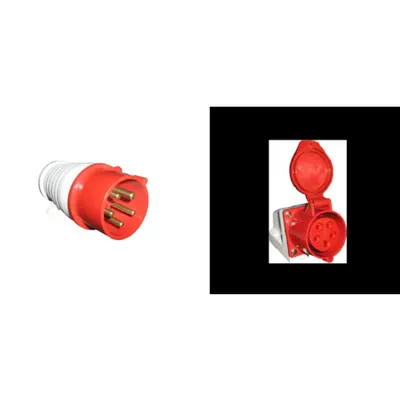 Pachet Fisa Mobila si Priza Fixa Industriala HT 125A IP44 400V 5 Poli - Conexiuni Trifazate cu Nul, de Super-Putere, Sigure