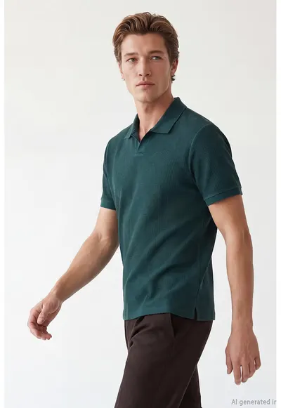 Tricou polo regular fit cu model uni - Albastru petrol