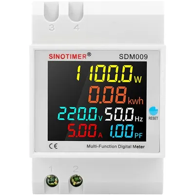 Contor monofazat de energie electrica, Sinotimer, 250-450V, 100A, display led, functie resetare, iluminat, SDM009-380