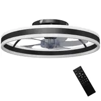 HOMCOM Ventilator de tavan cu lumină LED 6 viteze Motor reversibil și control la distanță Putere 45 W Ø50x13,5 cm Negru | Aosom Romania