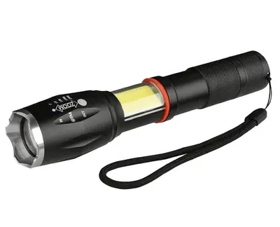 Lanternă din metal tactic TagLight Elite cu led Cree q5, zoom reglabil, Led lateral, 5 moduri de lumină