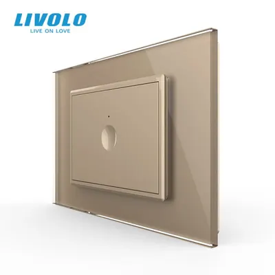 Intrerupator simplu tactil, standard italian, cu rama sticla, 3M Auriu