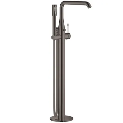 Baterie de cada Grohe Essence 23491A01, montare pe podea, 1/2 inch, monocomanda, include set de dus, pivotanta, o pulverizare, necesita set fixare, lucios, hard graphite