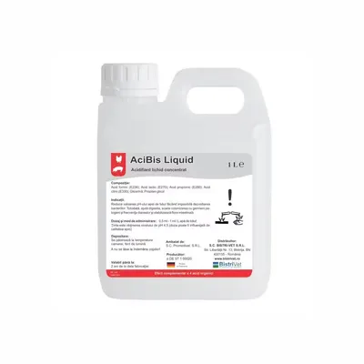 Furaj complementar lichid de acizi organici pentru acidifierea furajului si a apei de baut, AciBis Liquid, 1 L