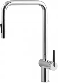 Baterie pentru chiuveta bucatarie, crom, cap mixer, 2 tipuri de jet, dus extractabil, Deante Momi