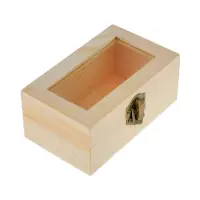 Cutie dreptunghiulară mare din lemn cu fereastră 12x7x5cm - Default Title
