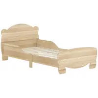 AIYAPLAY Pat copii 70x140 cm cu bariere de siguranță tematică de urs pentru băieți, fete, în vârstă de 3 până la 6 ani, lemn natural | Aosom Romania