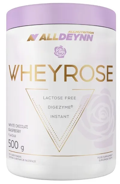 AllDeynn Wheyrose, ciocolată albă cu zmeură, 500 g, AllNutrition