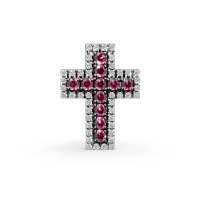 Pandantiv cruce din aur roz cu rubine de 0.287ct si diamante de 0.121ct