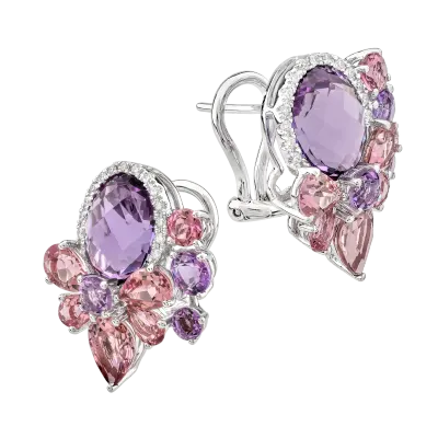 Cercei din aur alb cu pietre pretioase si semipretioase de 11.2ct