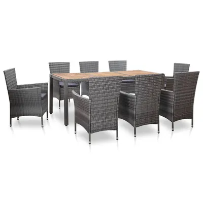 Gossi set mobilier de exterior cu perne, 9 piese, gri, poliratan
