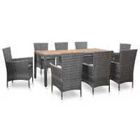 Gossi set mobilier de exterior cu perne, 9 piese, gri, poliratan
