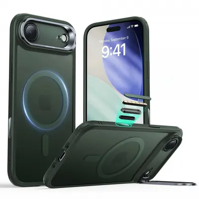 Husa MagSafe pentru Apple iPhone 17 Air, ESR, Classic Hybrid Kickstand, Verde Satinata