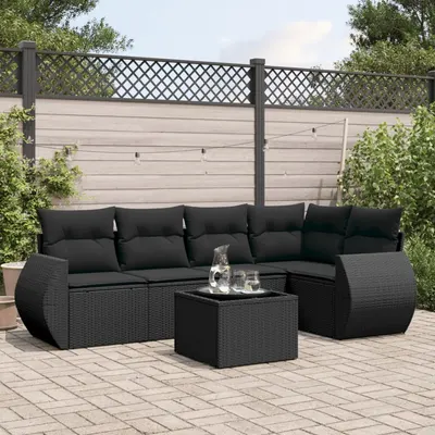 Gossi set mobilier de gradina cu perne, 6 piese, negru, poliratan