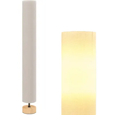 HOMCOM Lampadar de coloana din in pentru sufragerie cu comutator pe picior, 2 x soclu E27, 120 cm, bej | Aosom Romania
