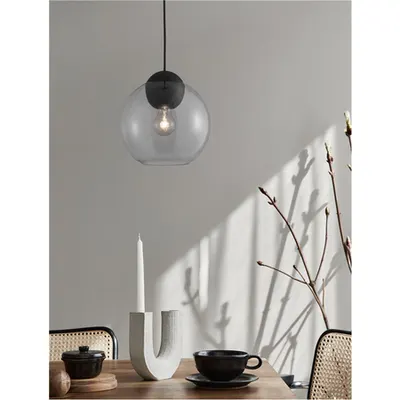 Lampa suspendata MIDORI Mat Negru Metal & Deschis Gray Sticla LED E27 1x12 Wat 230 Volt IP20 Fara bec