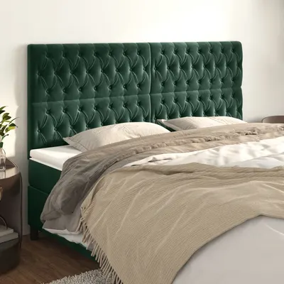 Gossi tablii de pat, 4 buc, verde inchis, 90x7x78/88 cm, catifea
