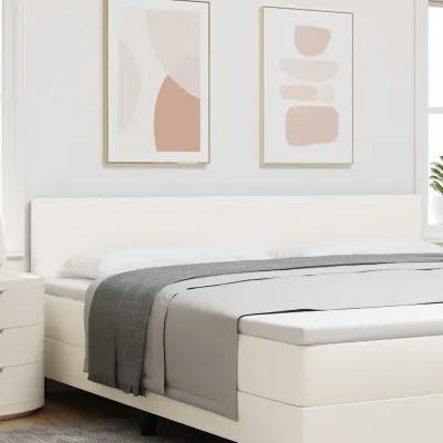 vidaXL Tăblie LED cu benzi LED Crem 200 cm Țesătură din corduroy