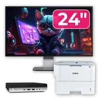 Pachet Calculator Second Hand HP ProDesk 600 G5 Mini, Intel Core i5-8500T 2.10 - 3.50GHz, 8GB DDR4, 256GB SSD + Monitor 24" & Imprimanta Brother HL-L6300DW