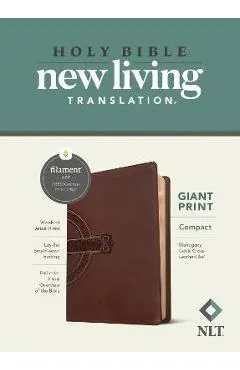 NLT Compact Giant Print Bible, Filament Enabled Edition (Red Letter, Leatherlike, Mahogany Celtic Cross)