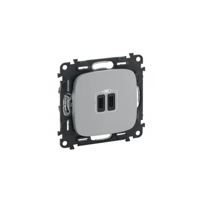 Double USB Type C+C charging prizas Valena In'matic - aluminiu Valena Allure