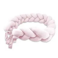 Protectie laterala, MimiNu, Pentru patut, Tip Bumper impletit, Din bumbac interlock, 240 cm, Soft Powder Pink