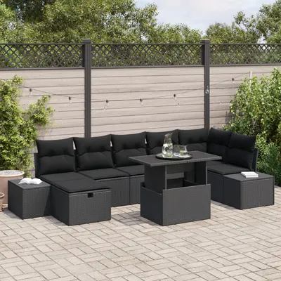 Gossi set canapea gradina cu perne negru ratan polimer
