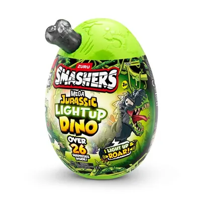 Mega Ou surpriza Smashers cu peste 26 accesorii, Dino Jurassic Light-Up