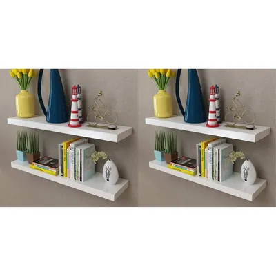 vidaXL Rafturi de perete, 4 buc., alb, 80 cm