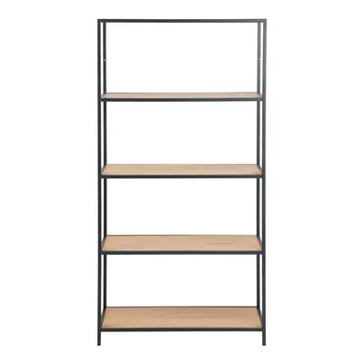 Bibliotecă neagră/în culoare naturală cu aspect de lemn de stejar 77x150 cm Seaford – Actona