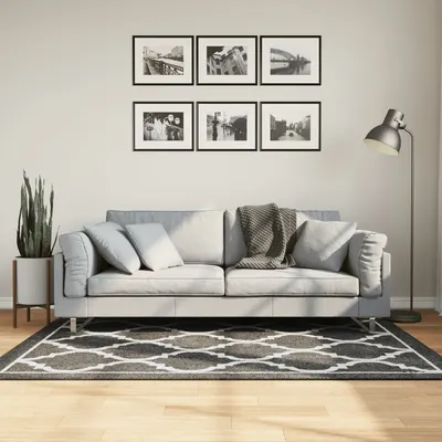 vidaXL Covor lavabil, alb și negru, 120x180 cm