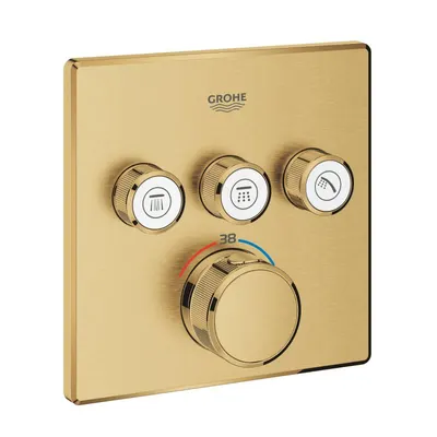 Unitate comanda dus Grohe SmartControl Cube 29126GN0, 1/2 inch, termostat, anti-oparire, 3 iesiri, necesita set fixare, mat, Cool Sunrise