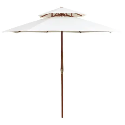 Gossi umbrela de soare dubla, 270x270 cm, stalp de lemn, alb crem