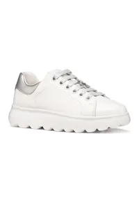Pantofi sport Puffypop de piele cu garnituri de piele ecologica - Alb/Argintiu