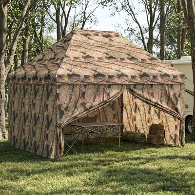 vidaXL Gară pop-up cu 4 perete laterale 3 x 4 m Camuflaj pădure