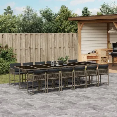 Gossi set mobilier de gradina cu perne, 13 piese, gri, poliratan