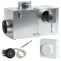 Set Ventilator semineu profesional 370 bypass - GEN II + Regulator electronic Alb Patrat + Termostat