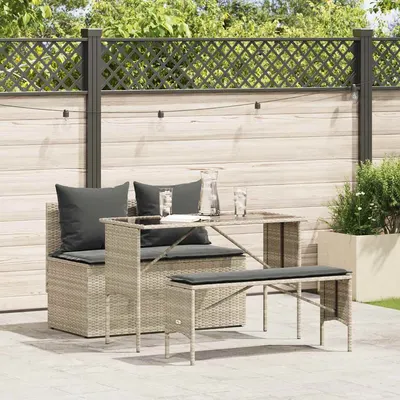 Gossi set mobilier de gradina cu perne, 3 piese,gri deschis,poliratan