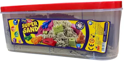 Nisip de joacă Play-Toys - Super Sand, 5 kg, cu figurine și cutie, natural